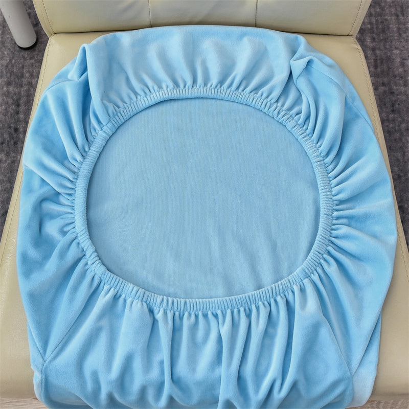 Stretchable Velvet Dining Chair Covers - Aqua Blue