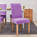 Stretchable Velvet Dining Chair Covers - Light Purple