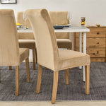Stretchable Velvet Dining Chair Covers - Beige