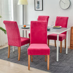 Stretchable Velvet Dining Chair Covers - Dark Pink