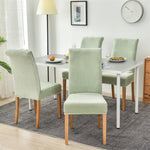 Stretchable Velvet Dining Chair Covers - Light Green