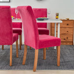 Stretchable Velvet Dining Chair Covers - Dark Pink