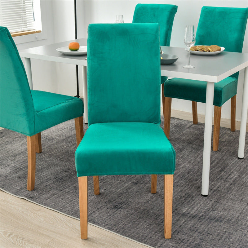 Stretchable Velvet Dining Chair Covers - Sea Green