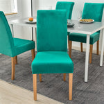 Stretchable Velvet Dining Chair Covers - Sea Green