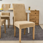 Stretchable Velvet Dining Chair Covers - Beige