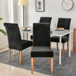 Stretchable Velvet Dining Chair Covers - Black