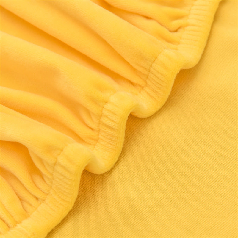 Stretchable Velvet Dining Chair Covers - Yellow