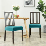 Stretchable Velvet Dining Seat Covers - Aqua Green