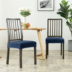 Stretchable Velvet Dining Seat Covers - Dark Blue
