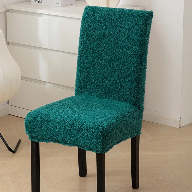 Curled Lamb Sherpa Fabric Dining Chair Covers.