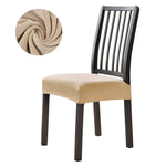 Stretchable Velvet Dining Seat Covers - Beige