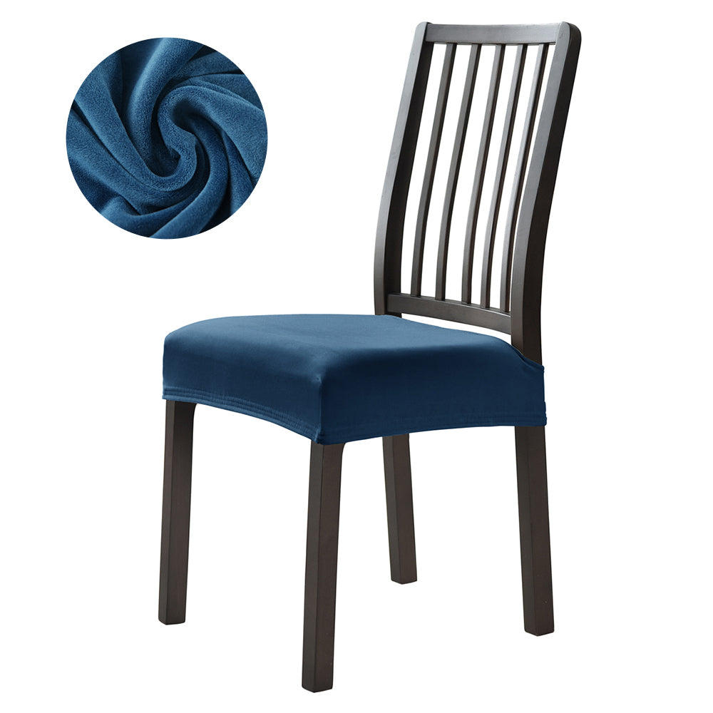 Stretchable Velvet Dining Seat Covers - Dark Blue