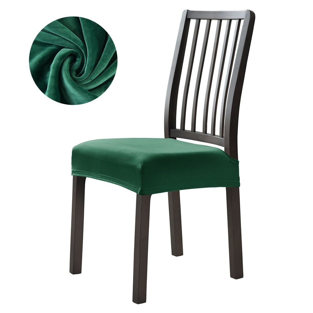 Stretchable Velvet Dining Seat Covers - Dark Green