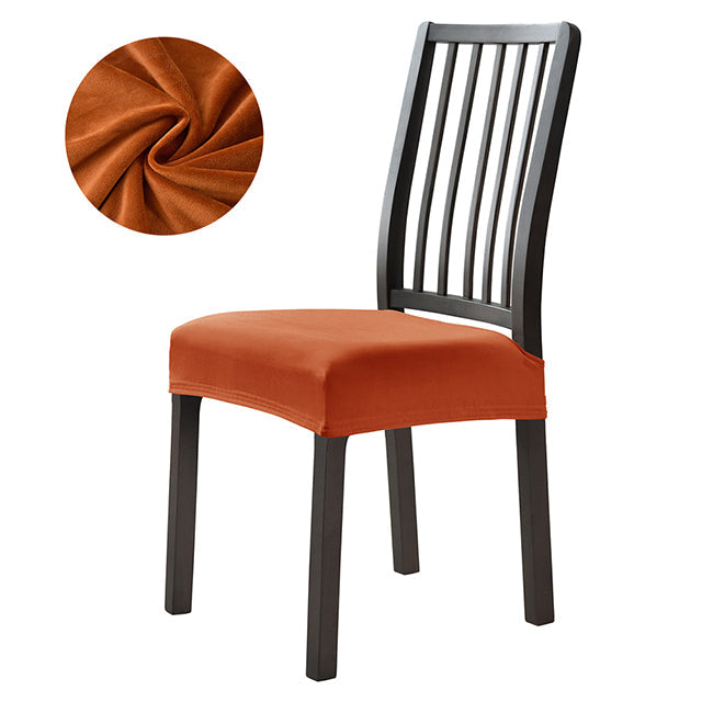 Stretchable Velvet Dining Seat Covers - Rust Brown