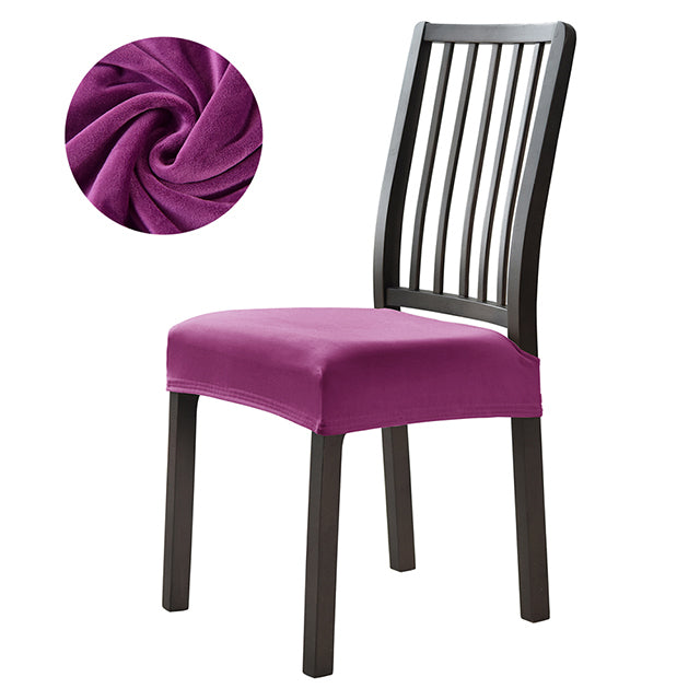 Stretchable Velvet Dining Seat Covers - Purple