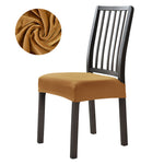 Stretchable Velvet Dining Seat Covers - Golden