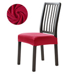 Stretchable Velvet Dining Seat Covers - Red