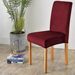 Stretchable Velvet Dining Chair Covers - Maroon