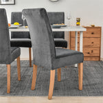 Stretchable Velvet Dining Chair Covers - Charcoal Grey