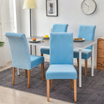 Stretchable Velvet Dining Chair Covers - Aqua Blue