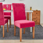 Stretchable Velvet Dining Chair Covers - Dark Pink