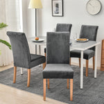 Stretchable Velvet Dining Chair Covers - Charcoal Grey