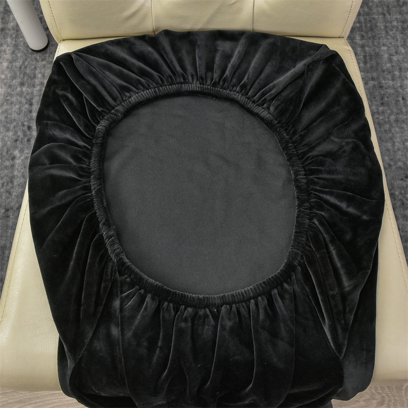 Stretchable Velvet Dining Chair Covers - Black
