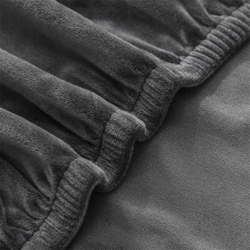 Stretchable Velvet Dining Chair Covers - Charcoal Grey