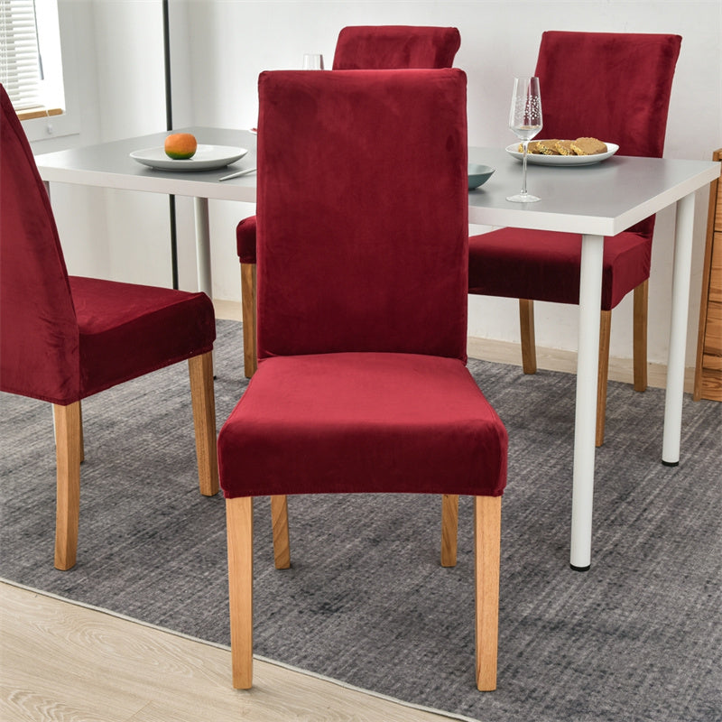 Stretchable Velvet Dining Chair Covers - Maroon
