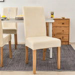Stretchable Velvet Dining Chair Covers - Off White