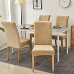 Stretchable Velvet Dining Chair Covers - Beige