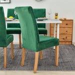 Stretchable Velvet Dining Chair Covers - Dark Green