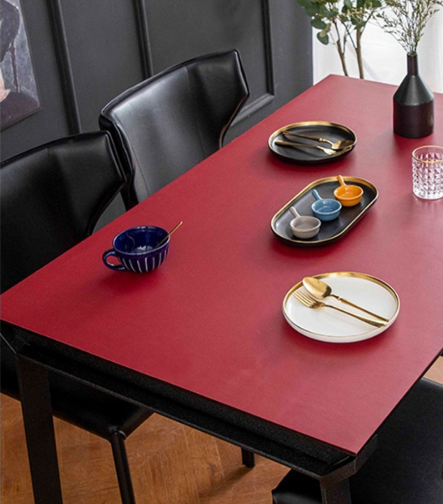 AntiSlip Waterproof Synthetic Leather Table Top Sheet - Red