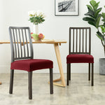 Stretchable Velvet Dining Seat Covers - Mahroon