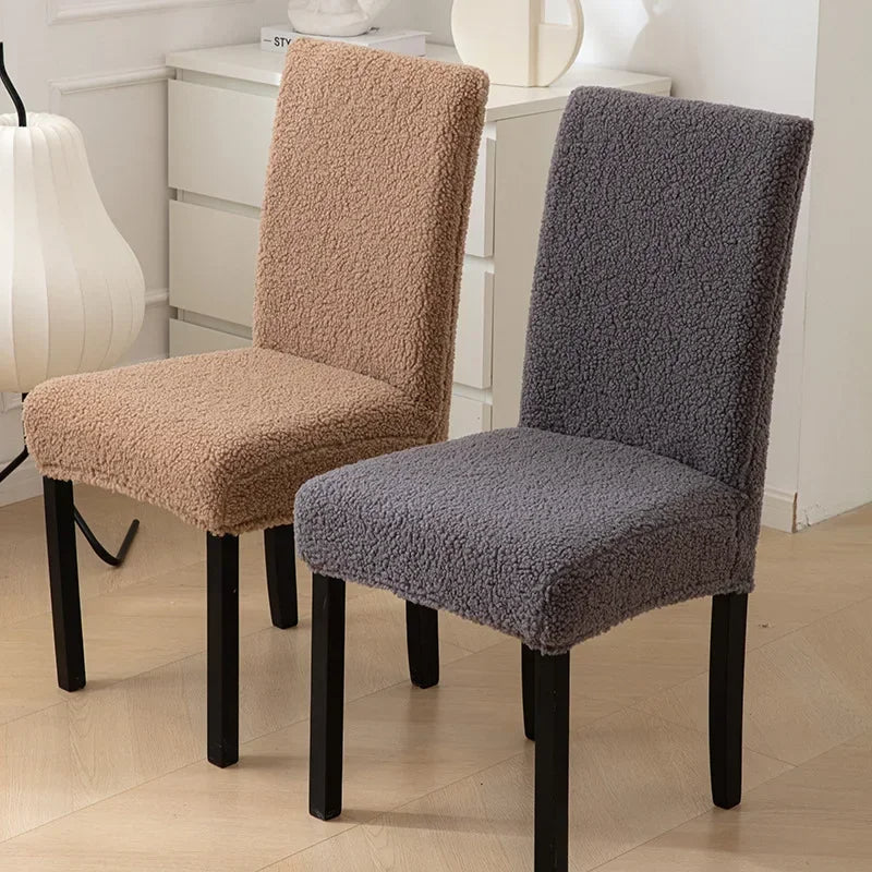 Curled Lamb Sherpa Fabric Dining Chair Covers.