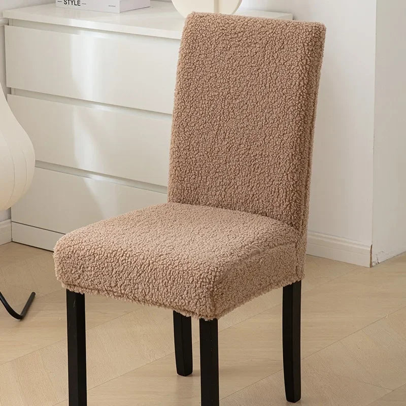 Curled Lamb Sherpa Fabric Dining Chair Covers.