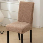 Curled Lamb Sherpa Fabric Dining Chair Covers.