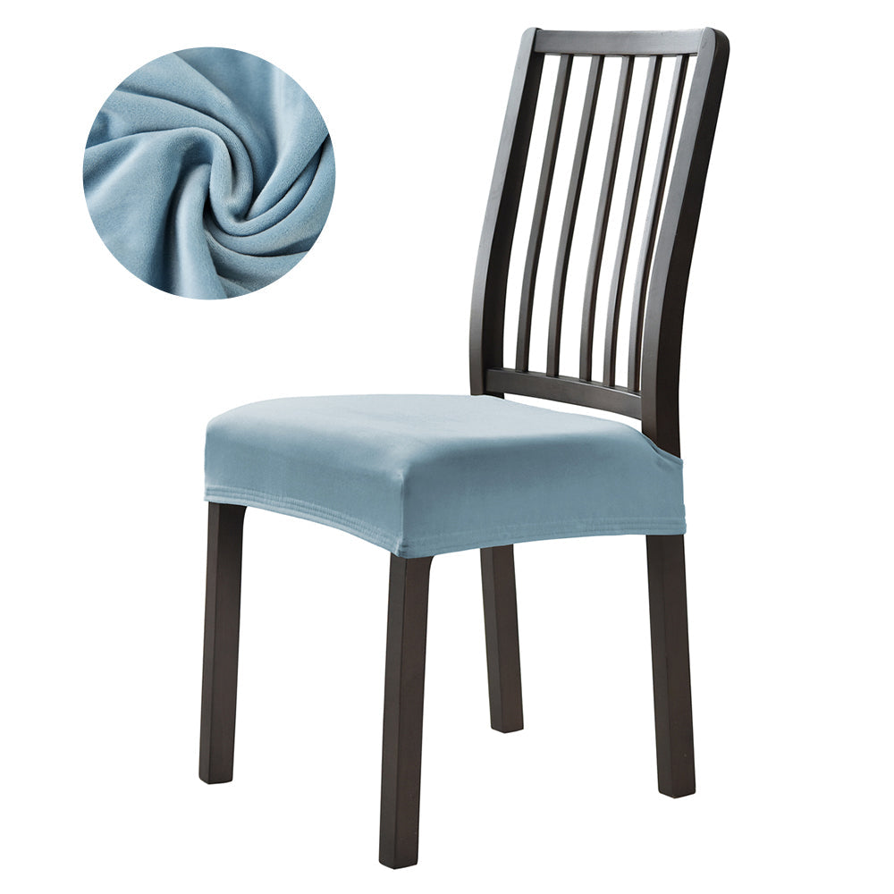 Stretchable Velvet Dining Seat Covers - Light Blue
