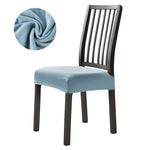 Stretchable Velvet Dining Seat Covers - Light Blue