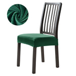Stretchable Velvet Dining Seat Covers - Dark Green