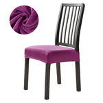 Stretchable Velvet Dining Seat Covers - Purple