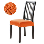 Stretchable Velvet Dining Seat Covers - Orange