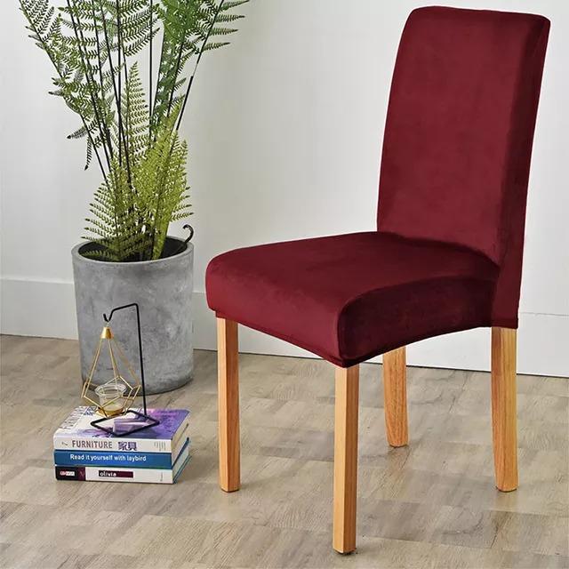 Stretchable Velvet Dining Chair Covers - Maroon